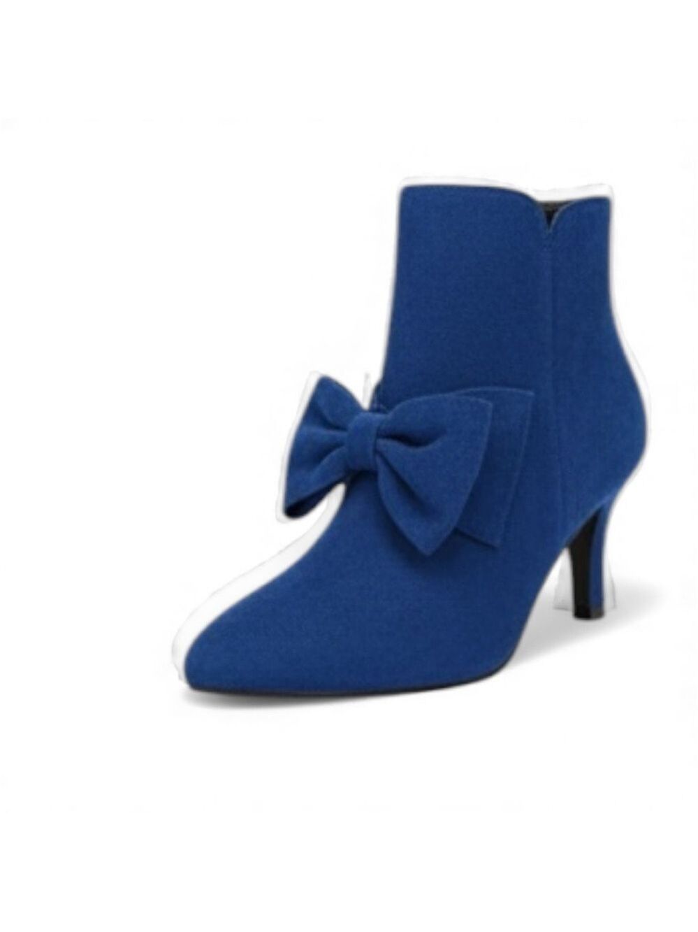 Blue Ankle Boots Women's Heeled Bow